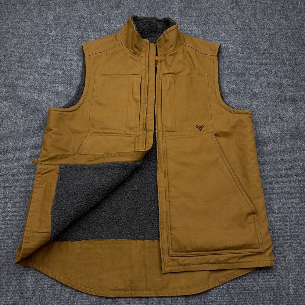 Hawx Browder Weathered Duck Insulated Work Vest Mens S Brown Canvas Sherpa Lined